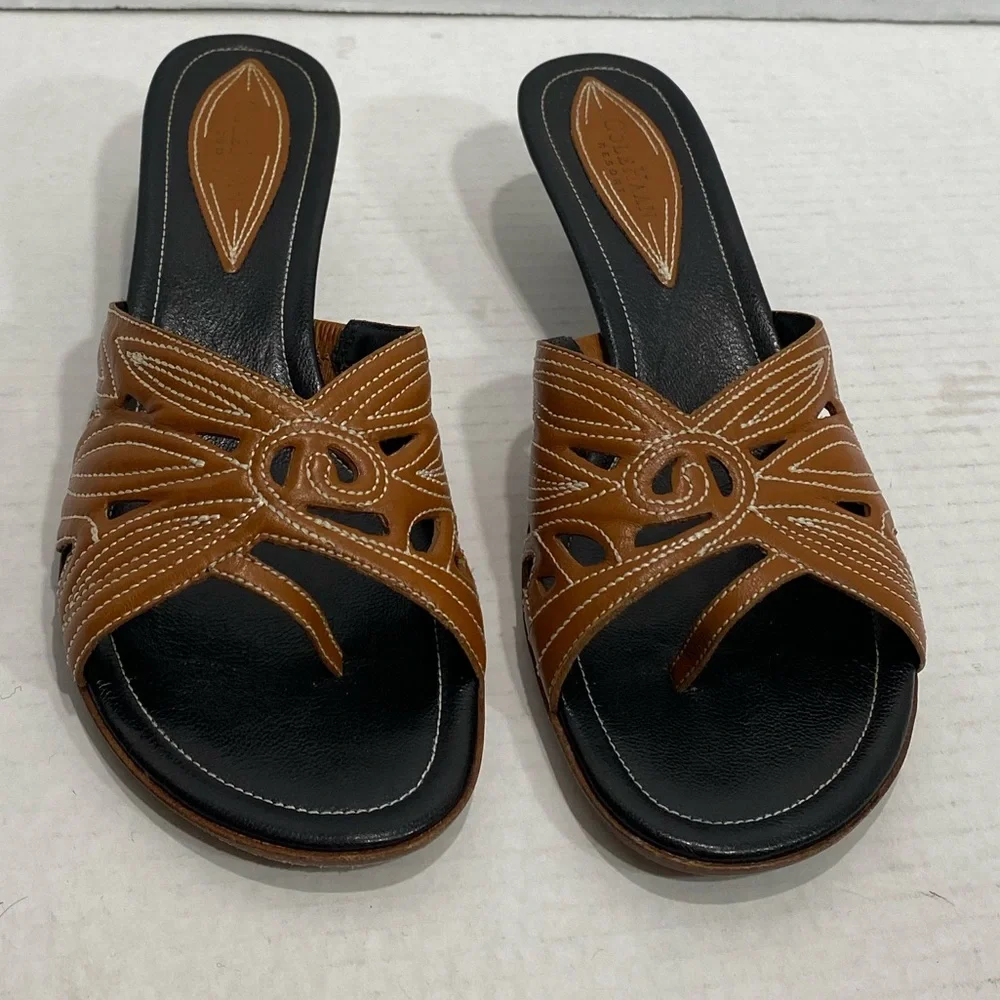 Cole Haan Brown Leather Slide Sandals